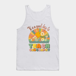 It's A Good Day To Teach Geography, Geography Teacher Retro Sunset Tank Top